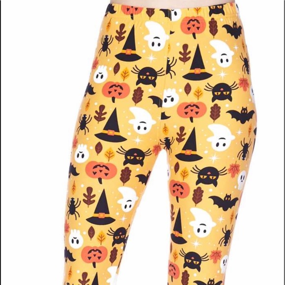 Pants - Yellow/ orange Halloween print leggings